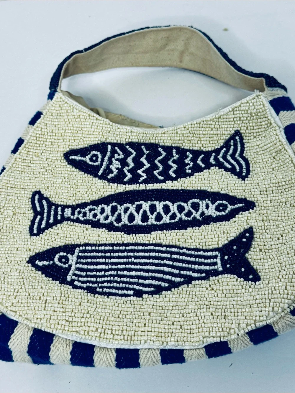 Lulu Beaded Fish Striped Purse